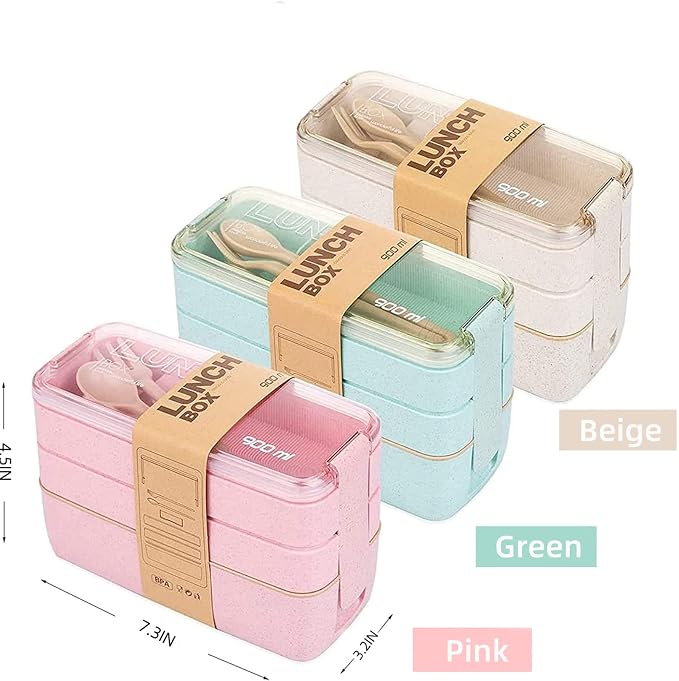 Rarapop 2 Pack Stackable Bento Box Japanese Lunch Box Kit - Image 8