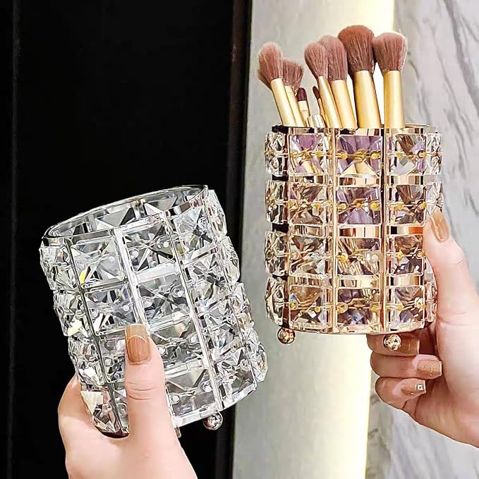 Silver Crystal Makeup Brushes Holder Organizer - Image 9