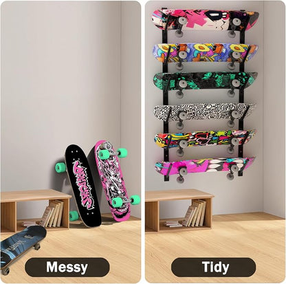 Skateboard Wall Mount, 6 Floors Skate Board Wall Display Hanger Rack, Ski Holder - Image 6