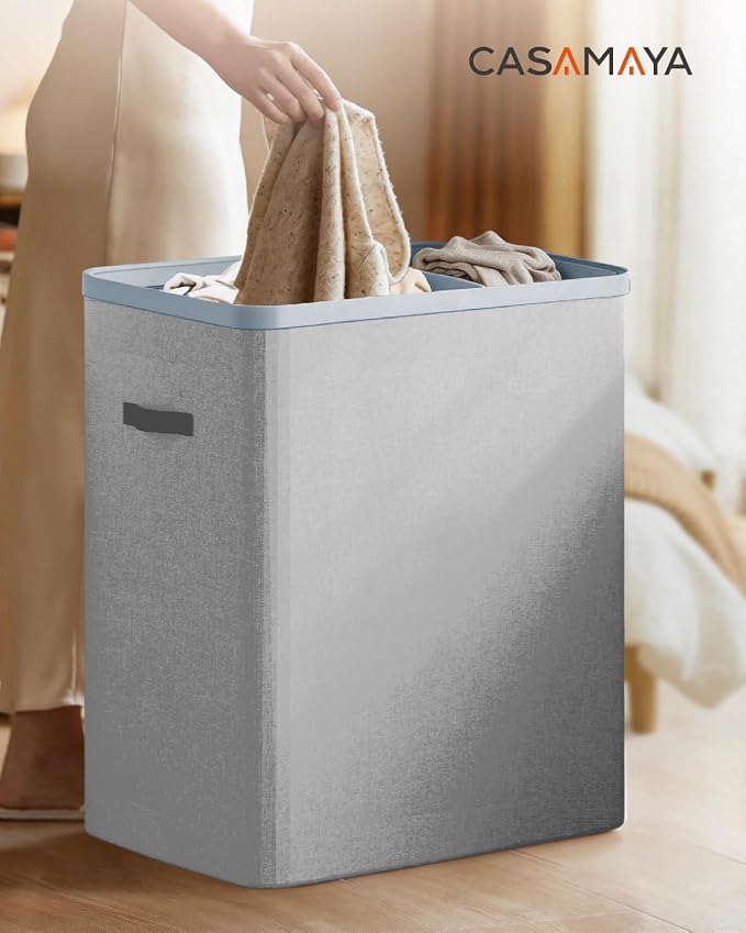 CASAMAYA Laundry Basket with Lid, Laundry Hamper 3 Section, 190L collapsible - Image 7
