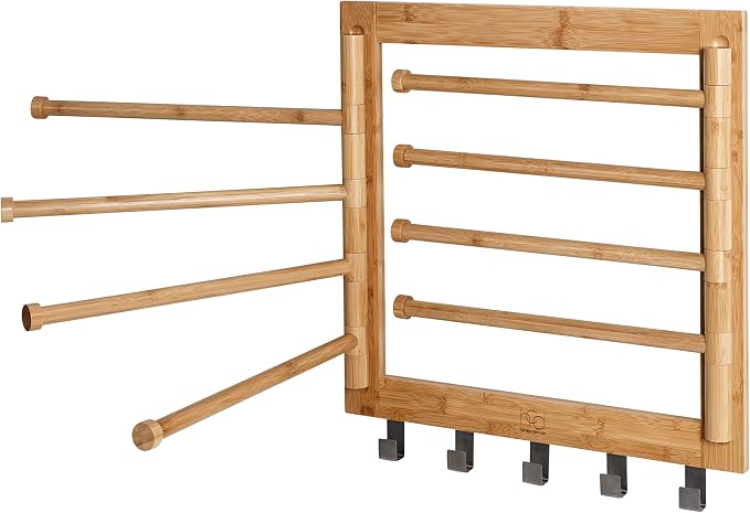 Honey-Can-Do Bamboo Wall-Mount Swivel-Arm Drying Rack, 80 lb, Natural | - Image 4