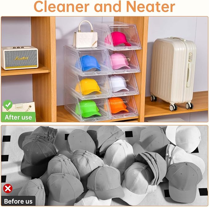 2 Pack Hat Organizer for Baseball Caps, Large Clear Cap Organizer - Image 5
