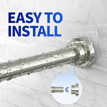 Mcrbeay Shower Curtain Rod, Non Slip Adjustable 28-102 inch No Drill Shower - Image 4