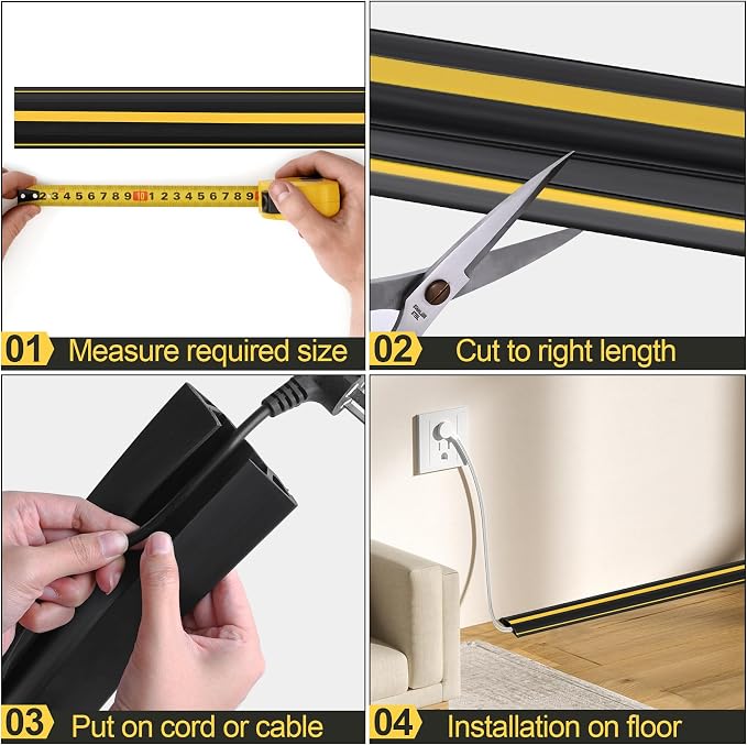 MYFAMIREA 10FT Floor Cord Cover Heavy Duty Cable Cover Protector - Image 5