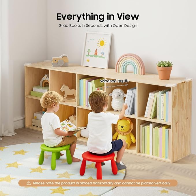 10 Cube Storage Shelf, 2-Tier Solid Wood Cube Storage Organizer, Vertical or - Image 6