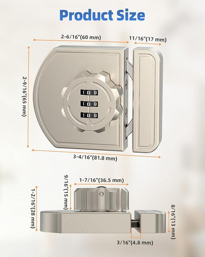 180 Degree Combination Cabinet Lock, Keyless 3 Digit Password Lock, Anti Pry - Image 2