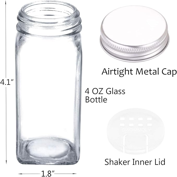 SWOMMOLY 25 Glass Spice Jars - Image 4