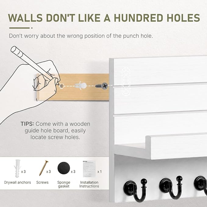 HONJIN Key Holder for Wall: Easy Installation Mail Organizer Wall Mount Hanging - Image 6