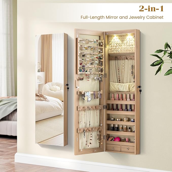 Giantex Wall or Door Mounted Jewelry Armoire - Image 9