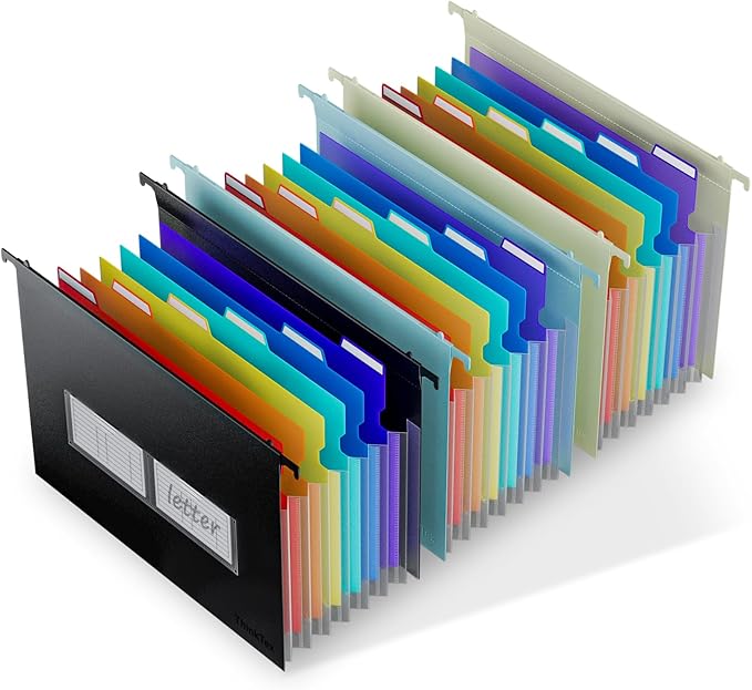 ThinkTex Plastic Expanding Hanging File Folders, 7 Innovative 1.2" Accordion by ThinkTex