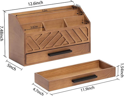 dreampossible Brown Wood Desk Organizer and Accessories - Image 4