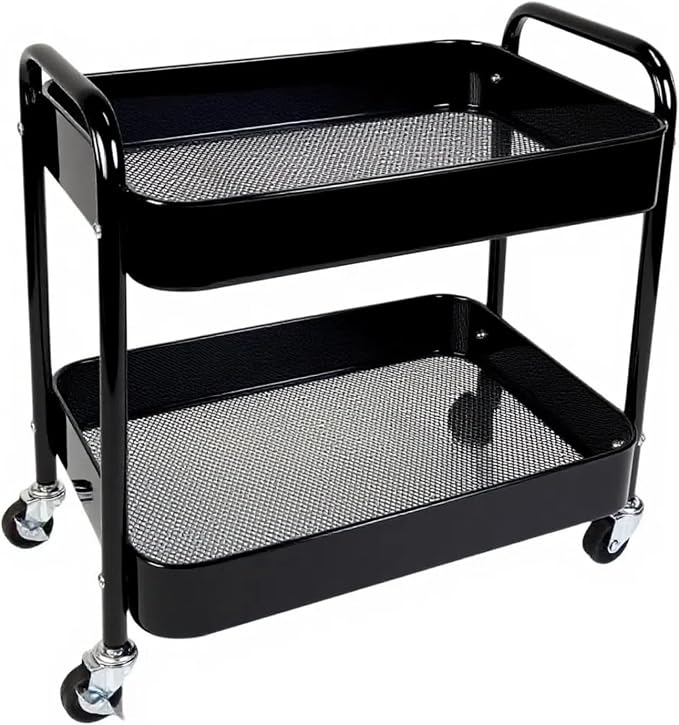 2 Tier Short Rolling Cart with Wheels by LIWNYRK