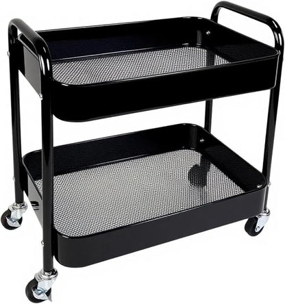 2 Tier Short Rolling Cart with Wheels by LIWNYRK