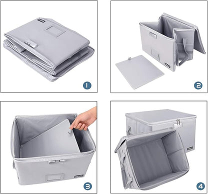 ENGPOW File Box with Lock, Fireproof Document Box with Zipper＆Pockets, - Image 8