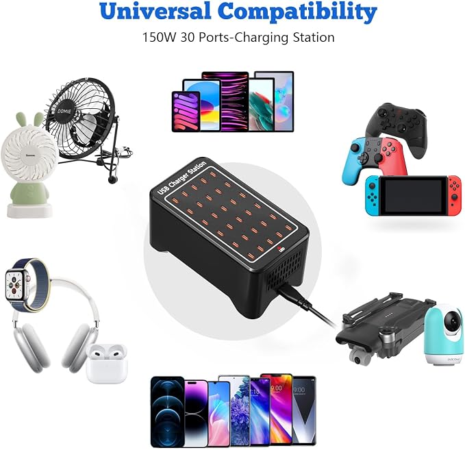 USB C Charger Station 150W, 30 Port USB Charger Block USB Charging Hub - Image 2