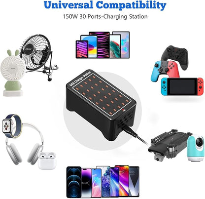 USB C Charger Station 150W, 30 Port USB Charger Block USB Charging Hub - Image 2
