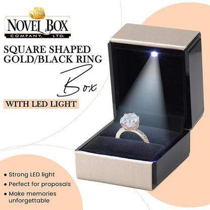 Novel Box Square Shaped Gold Ring Box - Image 4