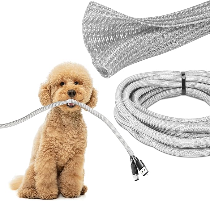 JOTO 26 Feet Cable Management Sleeve -Grey | Cord Organizer System by JOTO