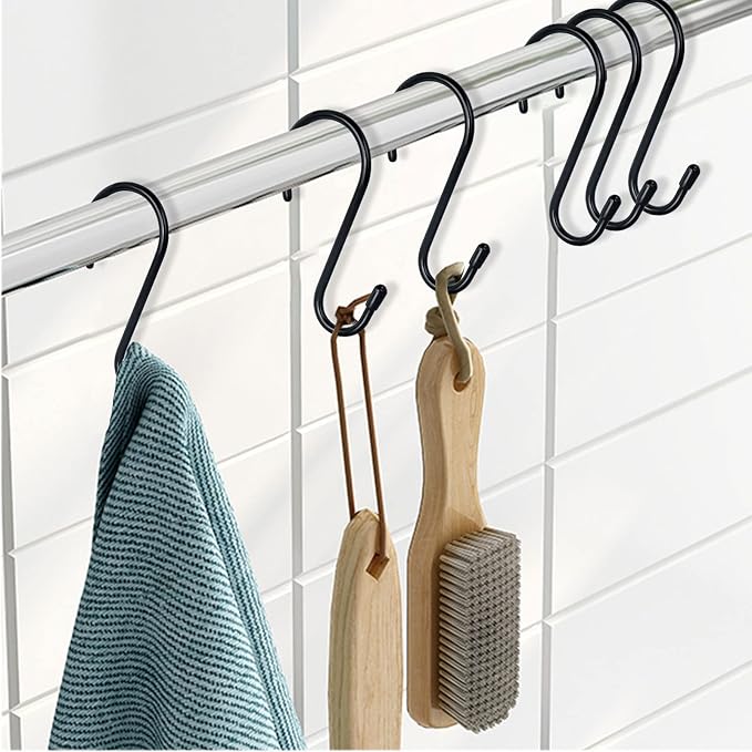 HiGift 24 Pack S Hooks for Hanging, 4-1/2 inch Large Black Vinyl Coated Metal S - Image 7