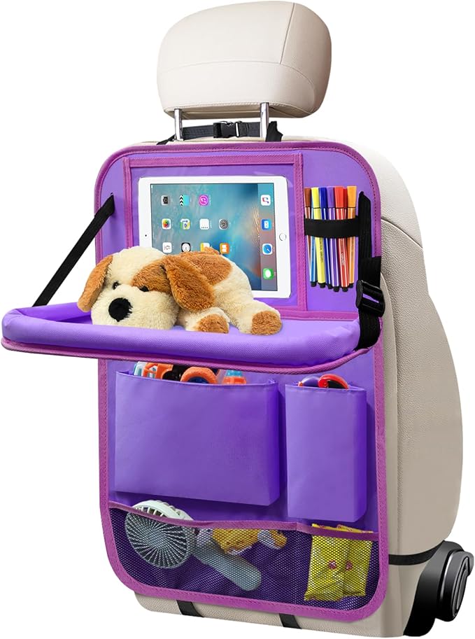 Car Backseat Organizer with Tray, Seat Back Table Holder with 6 Storage Pockets by EtreJeune