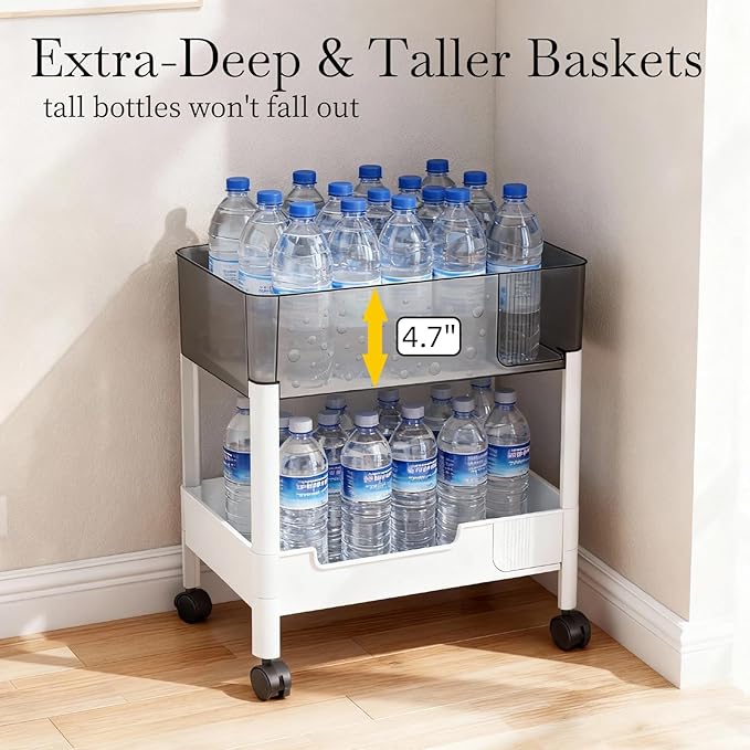 2 Tier Rolling Cart with Wheels - Image 4