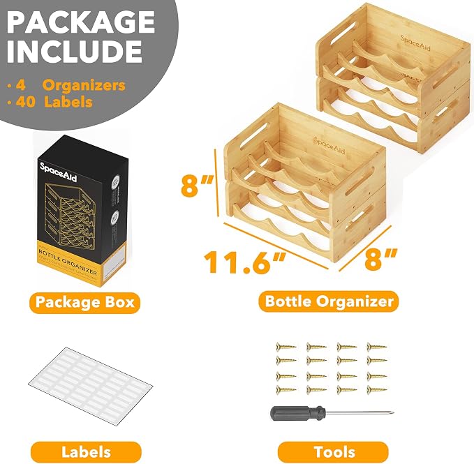 SpaceAid Bamboo Water Bottle Organizer - Image 5