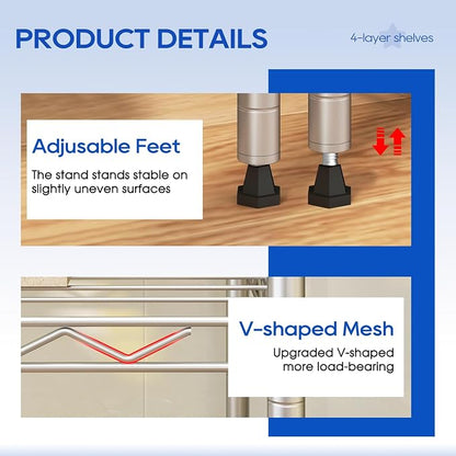 4-Tier Storage Shelves 35.4" L x 13.3" W x 53.7" H Metal Garage Shelves - Image 4