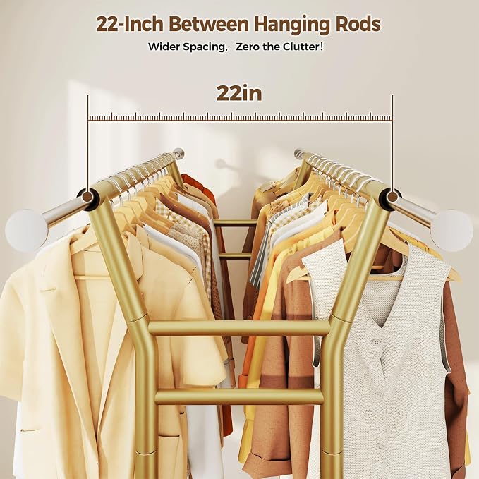 HYSEYY Heavy Duty Clothes Rack, Rolling Clothing Rack - Image 3