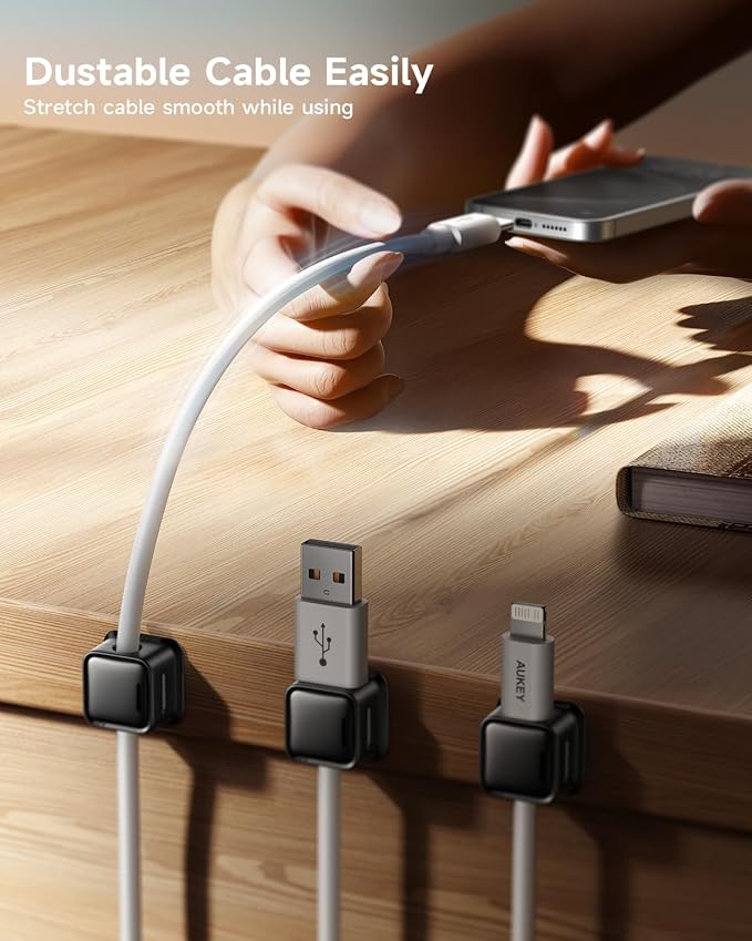 Cord Organizer Holder, 8 Pack Magnetic Desk Cable Clips Management, Hide Phone - Image 6