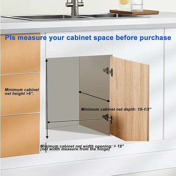 DINDON Pull Out Cabinet Organizer 1 Tier，Single Tier Oak Wood Under Cabinet - Image 5