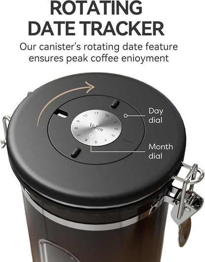Veken Coffee Canister with Window, Airtight Stainless Steel Kitchen Food - Image 4