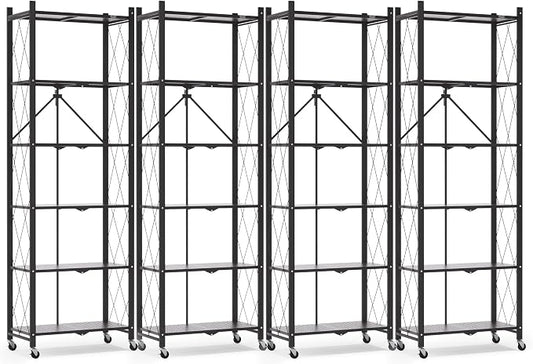ALANNG 73.6 Inch Folding Bookshelf, 6 Tier Metal Bookcase and Bookshelves | by ALANNG