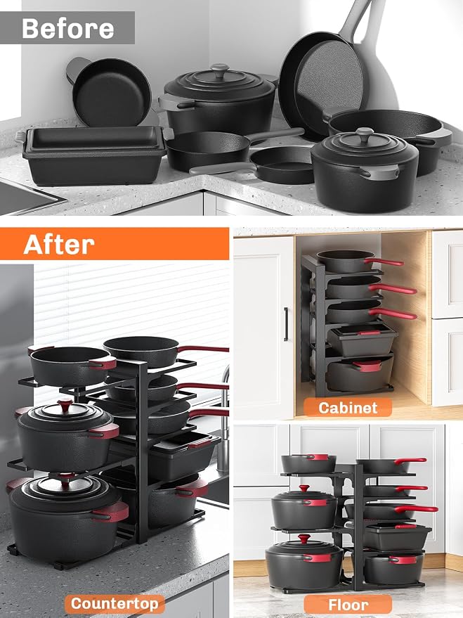 MUDEELA 8-Tier Pots and Pans Organizer under Cabinet, 15.83" Height Heavy Duty - Image 7