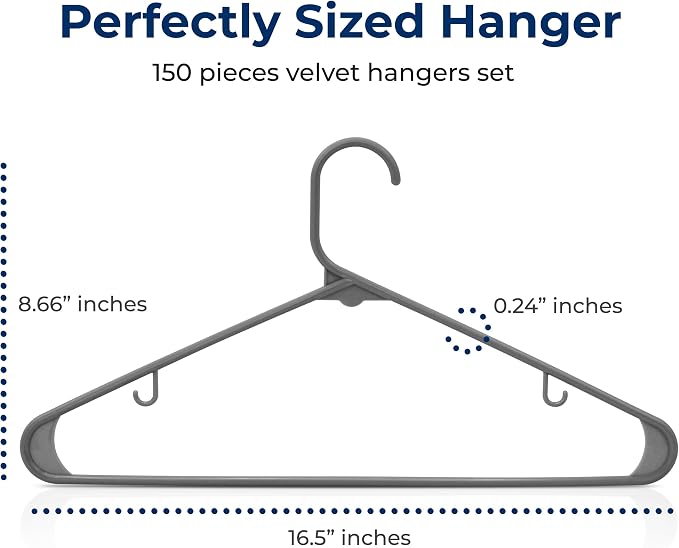 SereneLife 150 Pack Plastic Hangers, Lightweight, Space Saving Clothes - Image 2