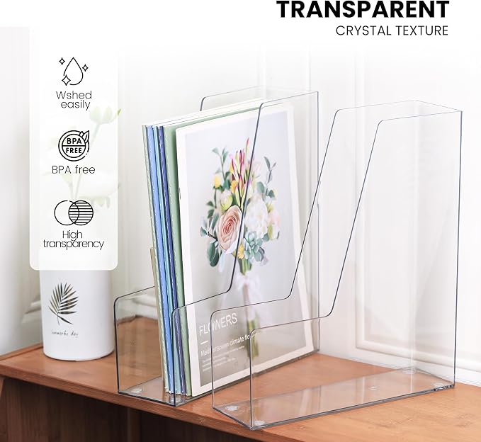 LALOBLUE Vertical Magazine File Holder, 4 Pack | Plastic, Holds Magazines - Image 6