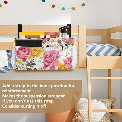 Pink Yellow Roses and Butterflies Bedside Caddy - Image 6
