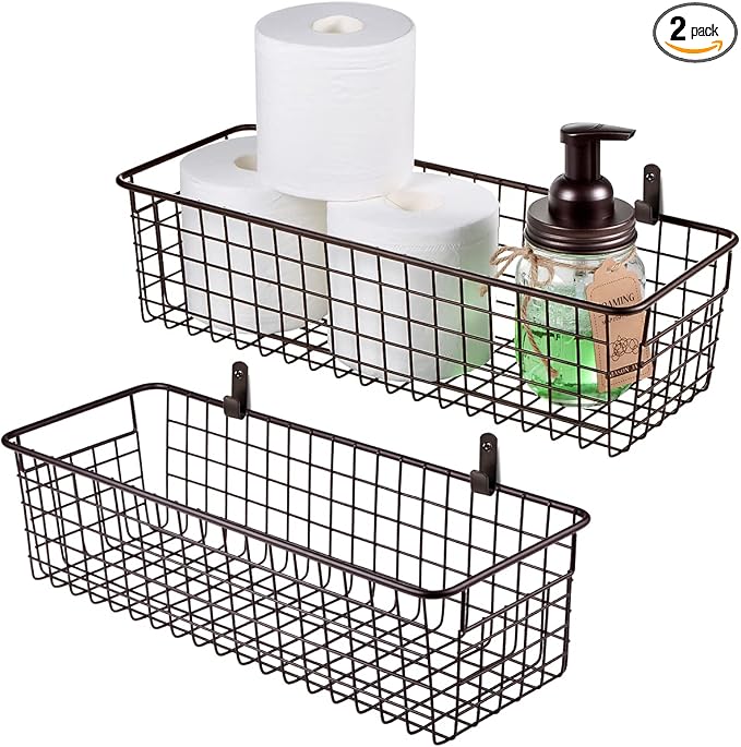 SheeChung Wire Storage Baskets, Metal Toilet Paper Basket Holder, Bronze | 2 by SheeChung