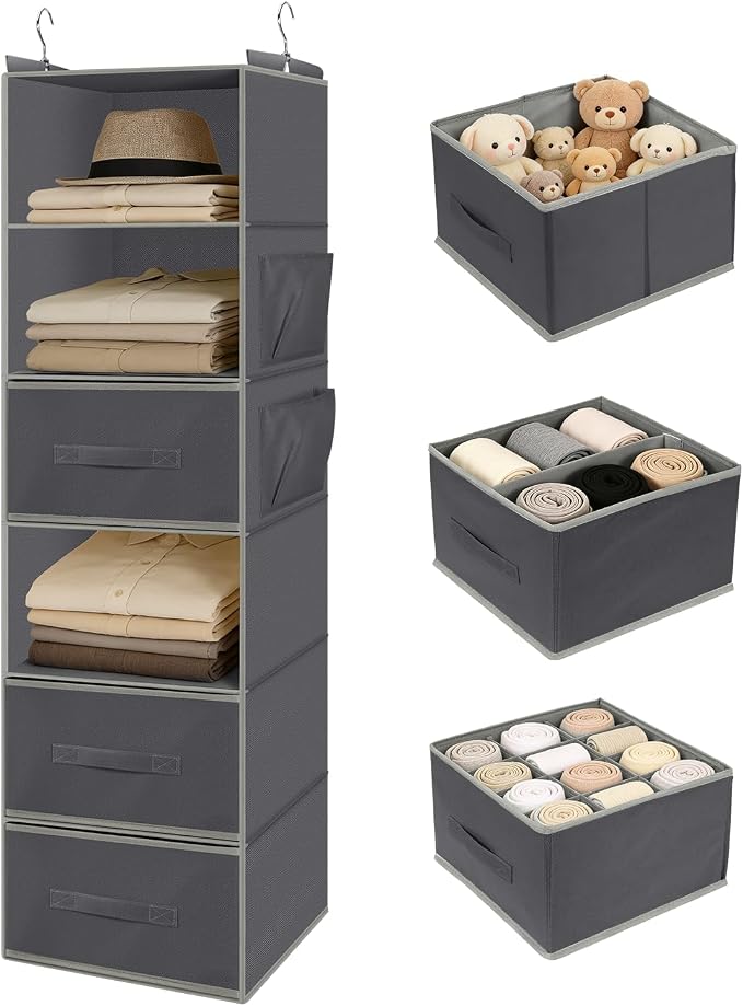Hanging Closet Organizer 6-Shelf by KUKIKAN
