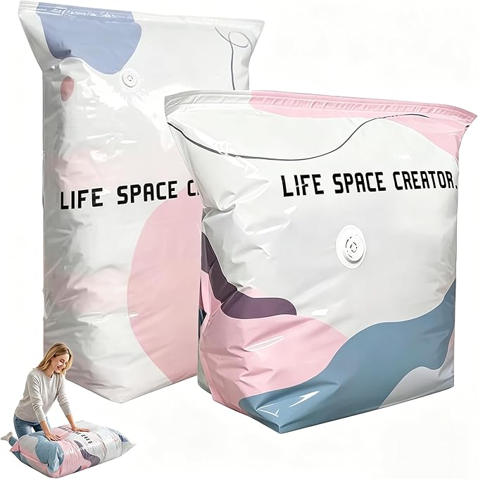 2Pcs No Pump Vacuum Storage Bags, Cube Compression Space Saver Bags by Unknown