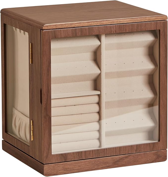 CHOSIN Black Walnut Wooden Jewelry Box, 360° Rotating Organizer - Image 9