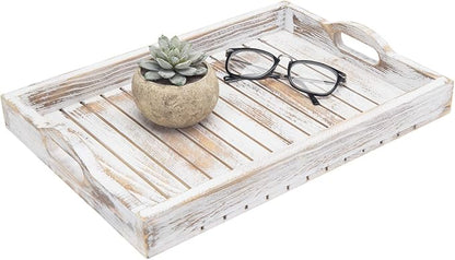MyGift Shabby Chic Whitewashed Wood Breakfast Serving Tray by MyGiftHome
