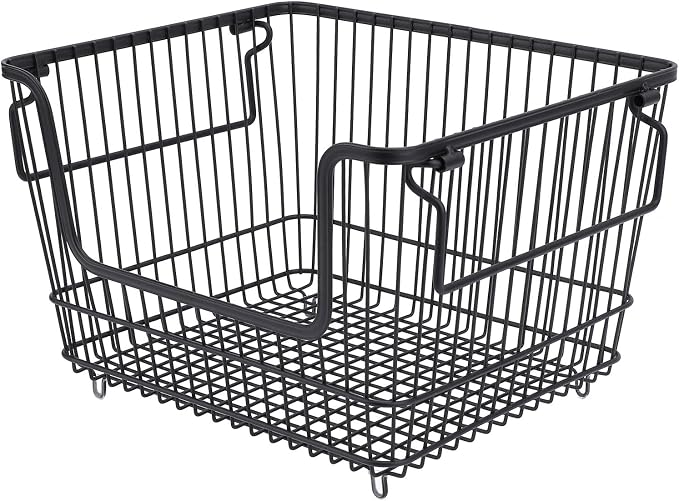 Freezer Organizer Bin, Stackable Wire Basket - Image 2