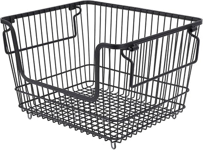 Freezer Organizer Bin, Stackable Wire Basket - Image 2