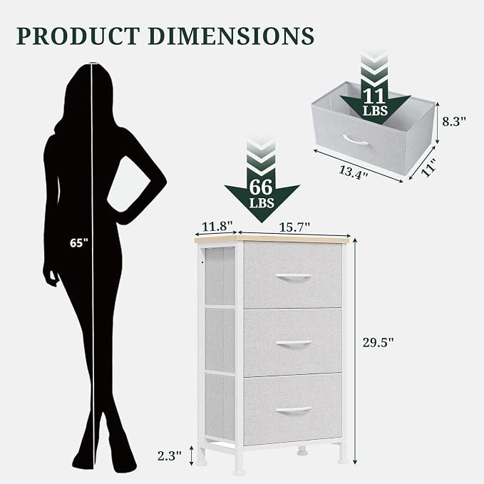 3 Drawers Dresser for Bedroom Fabric Storage Tower - Image 3