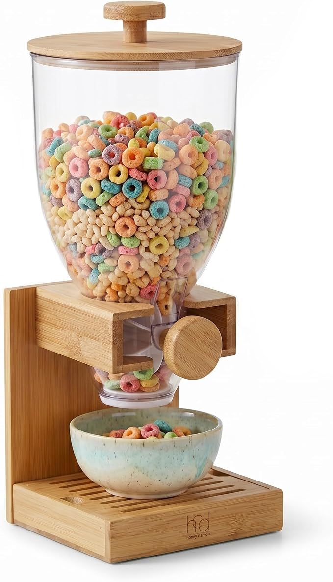 Honey-Can-Do Compact Dry Food Dispenser, Single Control & Snack Storage by Honey-Can-Do