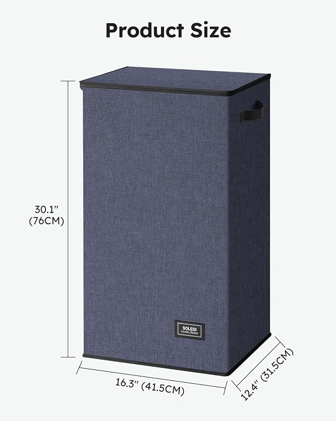 SOLEDI Laundry Hamper with Lid 100L Large & Tall Collapsible Laundry Basket - Image 7