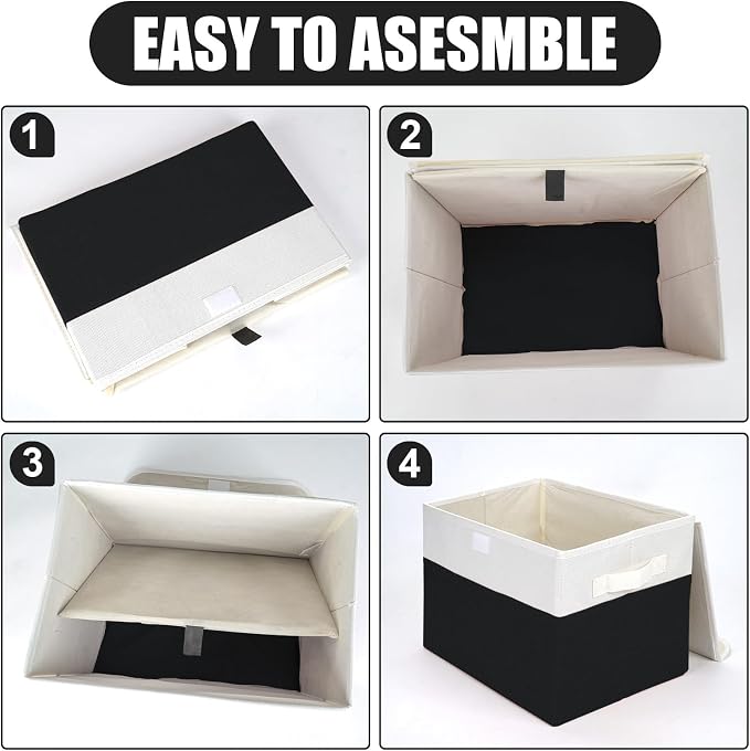 Large 22 Quart Linen Fabric Foldable Storage Bin Cube Organizer Basket - Image 3