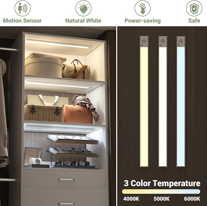 Besiost Closet System with Smart Sensor Lights, 4-8 FT Closet Organizer System - Image 4