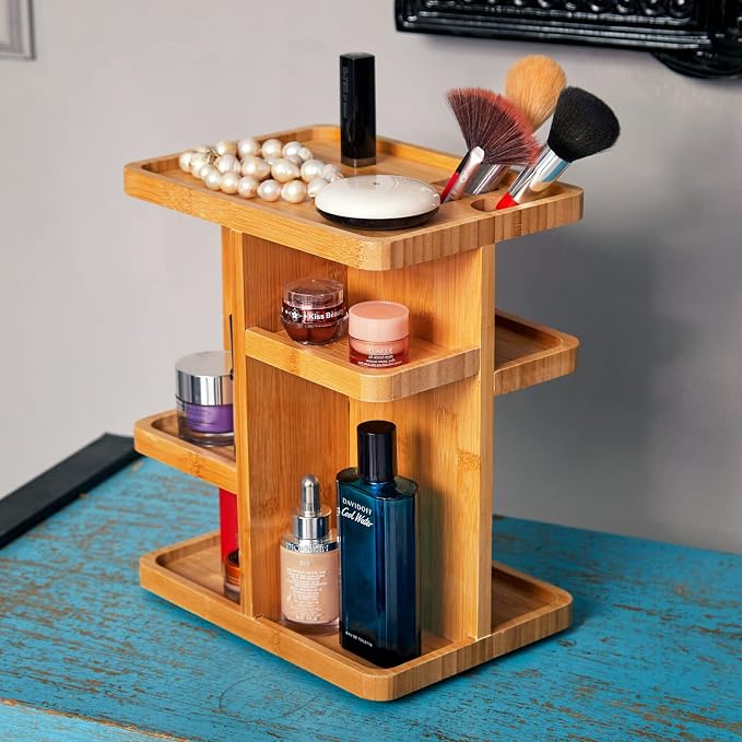 RoyalHouse Bamboo 360 Degree Rotating 12 inches Makeup Organizer, Display - Image 5