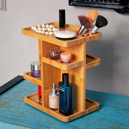 RoyalHouse Bamboo 360 Degree Rotating 12 inches Makeup Organizer, Display - Image 5
